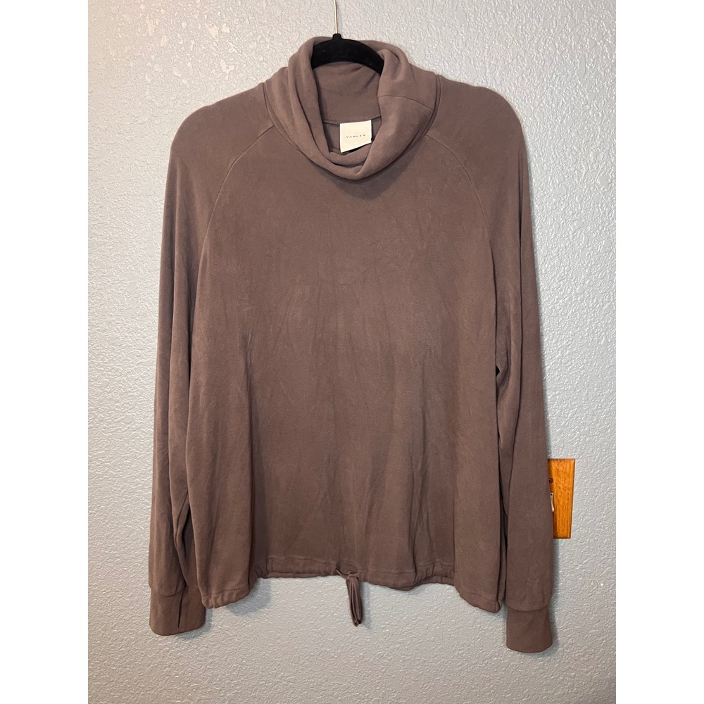 Varley Portland High Neck Midlayer Restore Jersey Taupe Cowl Neck VAR01611 Large